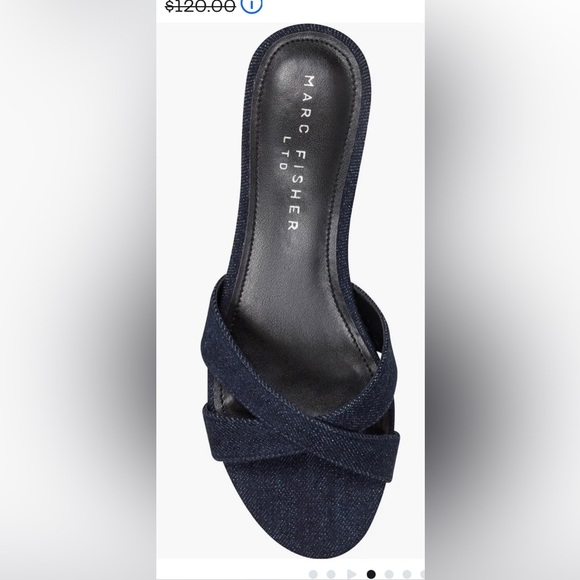 Marc Fisher LTD Women's denim dark blue Tracey Kitten Heel slide Sandal Size 11M - Picture 5 of 9
